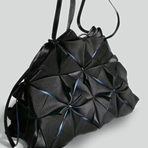 RARE HTF Helen Hayes Squares origami bag Black silk satin baguette evening bag